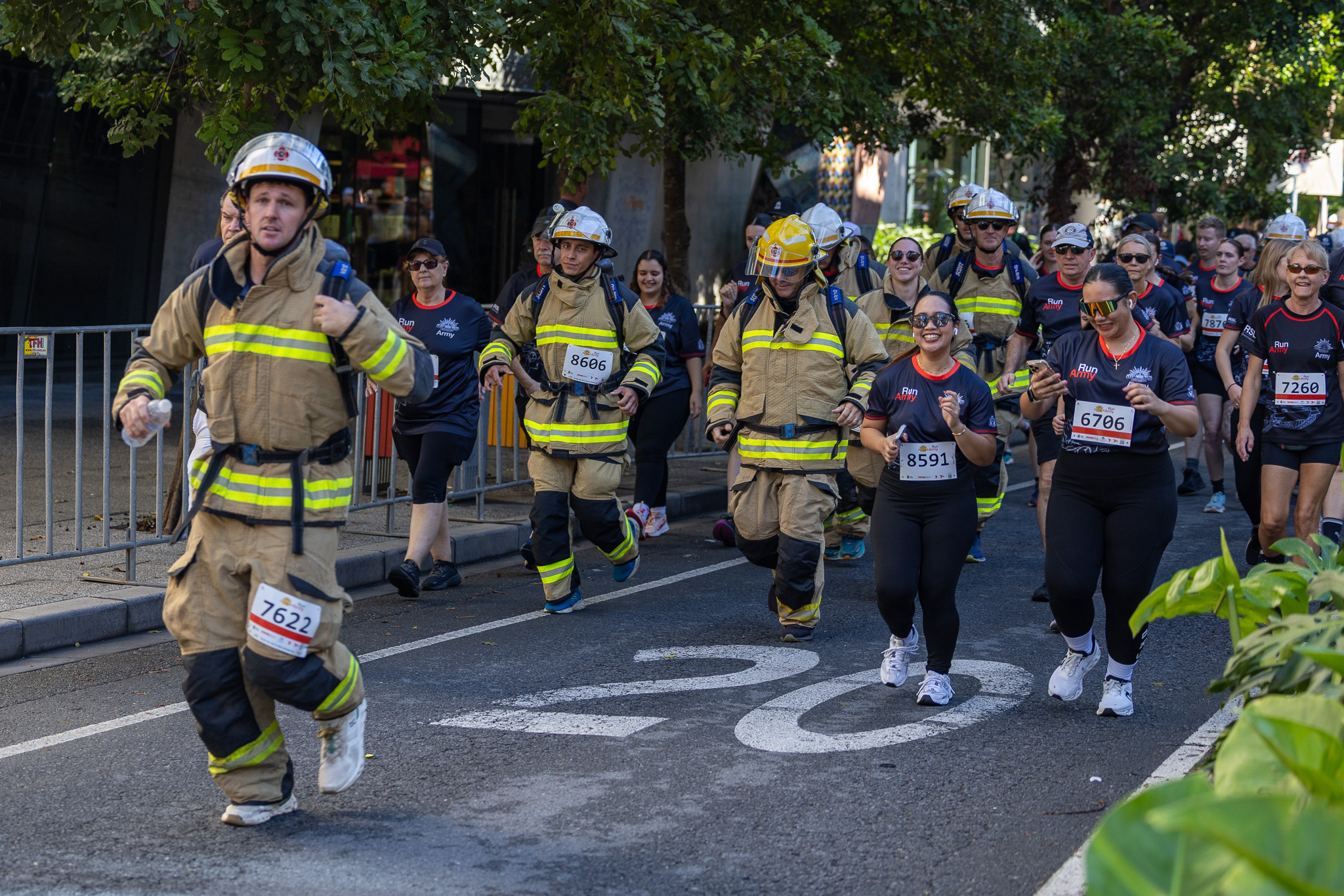 Run Army runners in firefighting gear