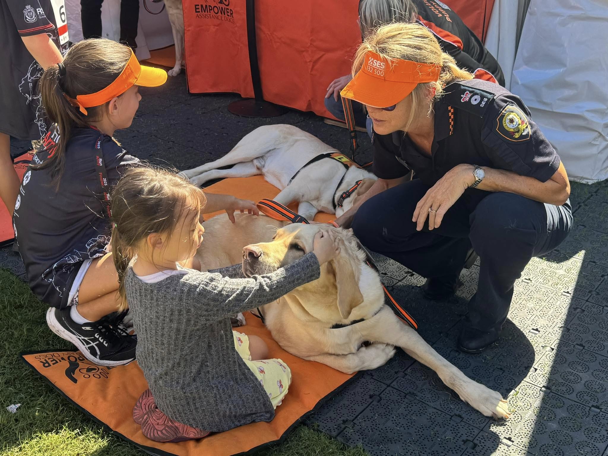 Macca the support dog and his handler working